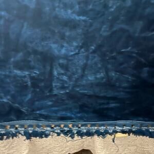 Vintage 1970s Navy Blue Crushed Velvet Bedspread Blanket Queen